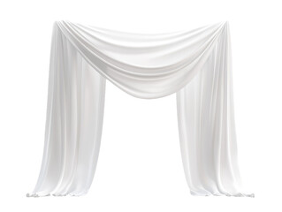 Elegant white draped fabric, showcasing smooth folds and flowing lines, ideal for decoration or backdrop use.