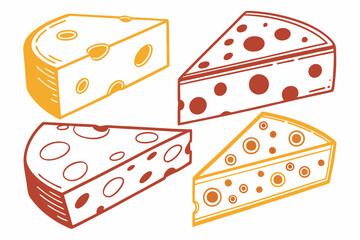 set of Cheese food silhouette vector illustration