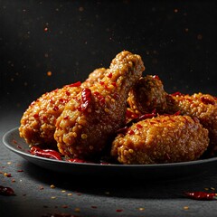 smokey fried chicken legs with red chili