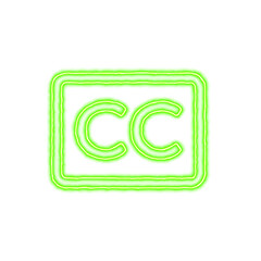 Icon closed captioning from the flow of energy of green color. Shimmering neon
