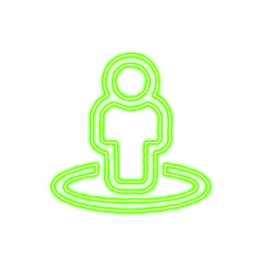 Icon street view from the flow of energy of green color. Shimmering neon