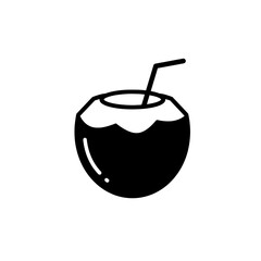  Refreshing Coconut Drink Silhouette: A minimalist line art of a fresh coconut drink, complete with a straw, embodying tropical vibes, refreshment and natural sweetness. 