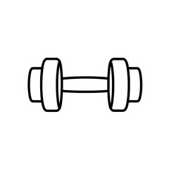 Dumbbell Icon: Simple, clean line drawing of a dumbbell, perfect for illustrating fitness, strength, and workout themes.