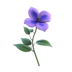 Elegant Purple Flower Stem Isolated on Black Background,