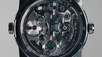 Detailed view of a complex mechanical watch