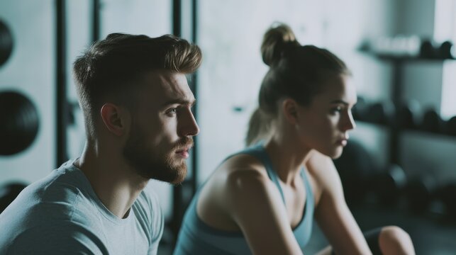 Relationship tension during a workout session. Featuring frustration and emotional detachment