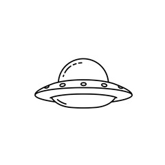 Alien Encounter: An illustrative depiction of a classic flying saucer, suspended against an empty expanse, exuding a sense of mystery and the unknown.