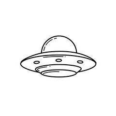 Unidentified Flying Object Illustration: A minimalist illustration of a classic UFO, ready for intergalactic travel and mystery. 