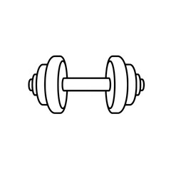 Dumbbell Icon: A minimalist black and white line drawing of a classic dumbbell, symbolizing strength, fitness, and exercise.