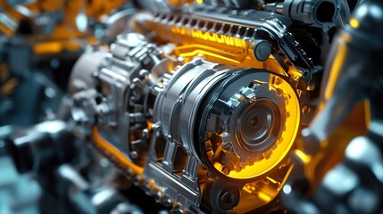 Fototapeta premium Automotive Engine Mechanics Close-up