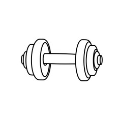 Strength in Simplicity: A minimalist line drawing showcases the essence of fitness with a classic dumbbell, symbolizing power and dedication.