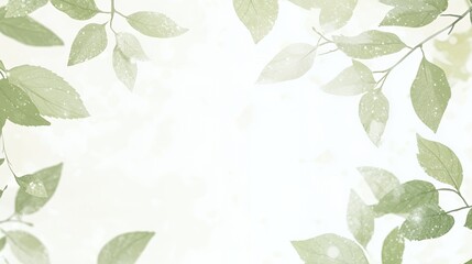 Soft Green Leaves Frame on White Background