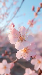 Obraz premium Delicate Pink Blossoms in Spring Sunlight