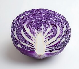 Fresh Red Cabbage Cut in Half  Closeup View