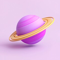 Fototapeta premium Pastel Planet Purple Orb with Golden Rings Space Background