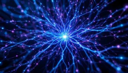Futuristic Neural Network Energy Web | Abstract Blue Background
