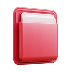 Red pocket app icon with white cards inside minimalist design