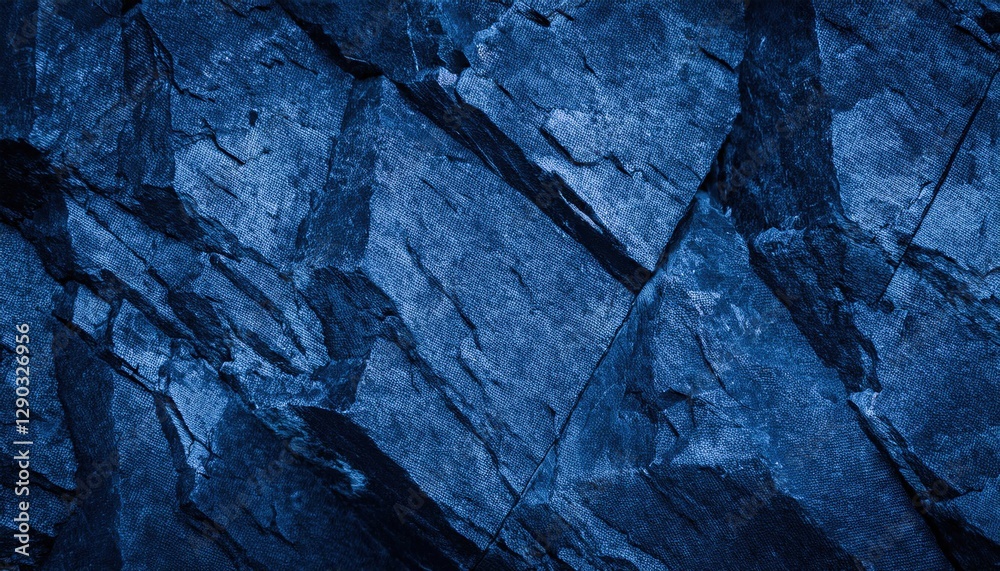 Aufkleber textured cracked blue rock surface with deep crevices and sharp edges, ideal for backgrounds, digita