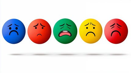 Pixelated Sad Emoji Set On White Background