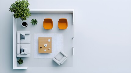 Modern Living Room Layout with Stylish Furniture and Greenery