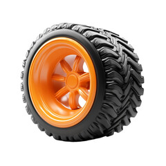 Obraz premium Orange and Black Off-Road Tire Monster Truck Wheel,