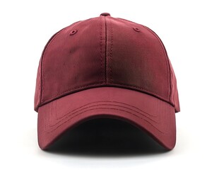 Burgundy baseball cap, studio shot, plain background