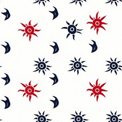 Obraz premium Vibrant pattern featuring a sun and star design with colorful elements creating a joyful and lively atmosphere seamless pattern