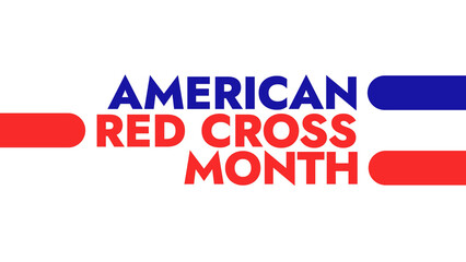 American Red Cross Month colorful text typography on white or black background banner illustration great for wishing and celebrating awareness for Happy American Red Cross Month