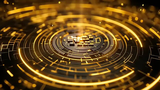 Abstract representation of digital technology with glowing circuits and particles.