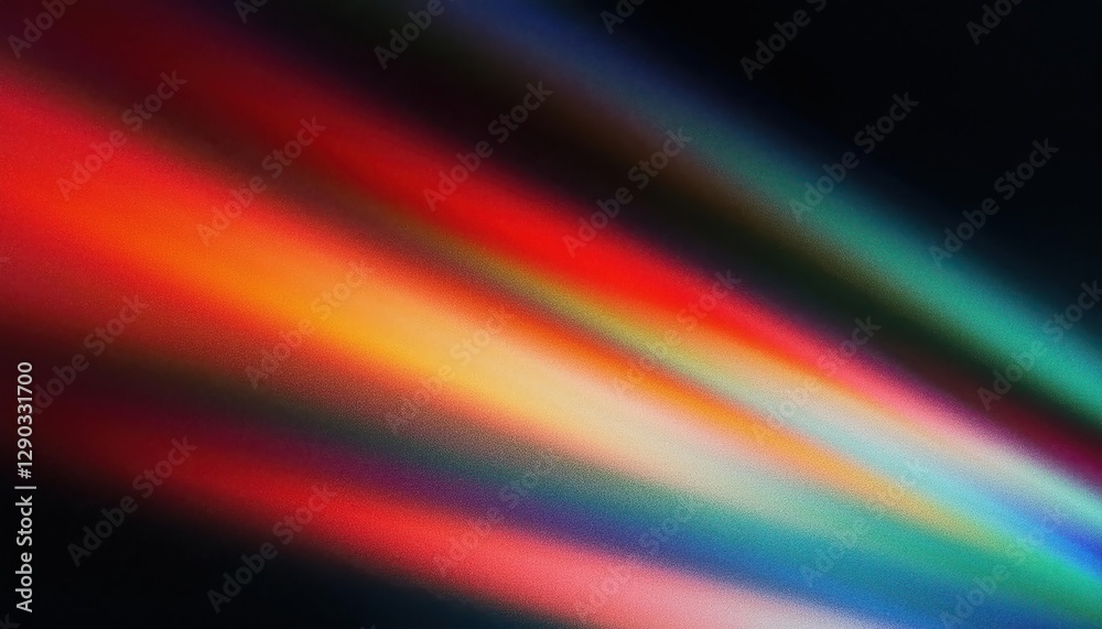 Poster diagonal spectrum light streaks on black background, vibrant abstract gradient with smooth blur for 