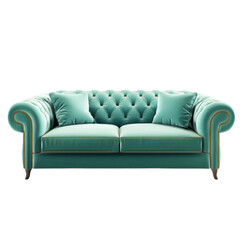 Fototapeta premium Elegant Teal Velvet Chesterfield Sofa Luxury Furniture Home Decor