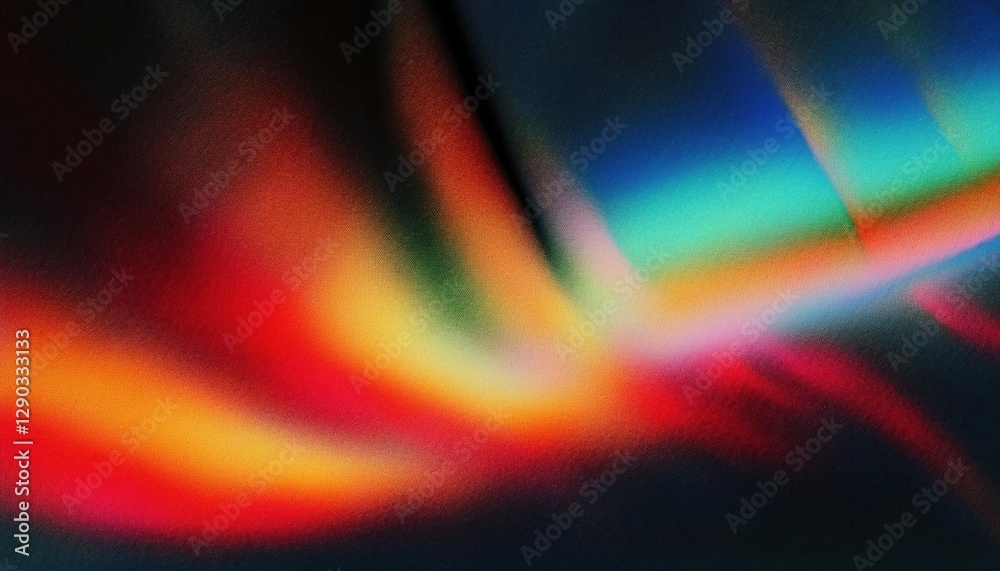 Poster diagonal spectrum light streaks on black background, vibrant abstract gradient with smooth blur for 