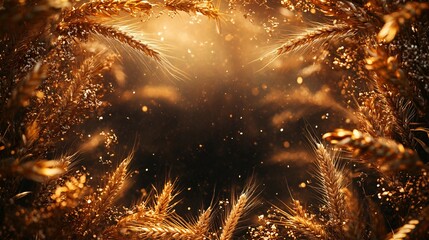 Golden Wheat Stalks Creating a Frame of Warmth and Radiance