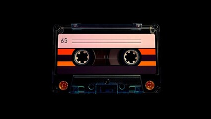 Cassette Tape on Black 80s Music Icon