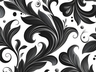 Fototapeta premium Elegant black and white floral pattern design