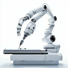 Advanced robotic arm with precision tools working on a project in a modern laboratory environment showcasing automation technology