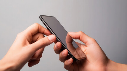 Close up of hands using smartphone, showcasing interaction and technology