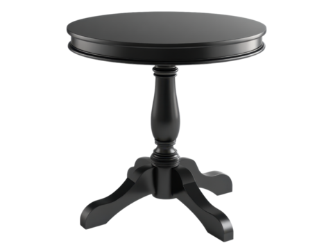 Elegant Black Pedestal Side Table: A Classic Round Top Accent Piece for Home Decor