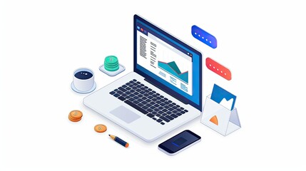 Isometric Workspace with Financial Analytics