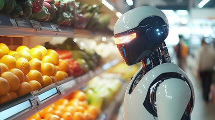 Robot shopping in grocery store: futuristic technology meets everyday life