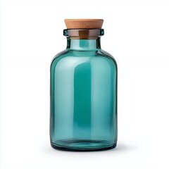Teal Glass Bottle With Cork Stopper