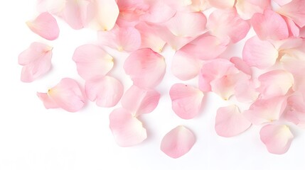 Fototapeta premium flying pink petals isolated on white background, Generative AI