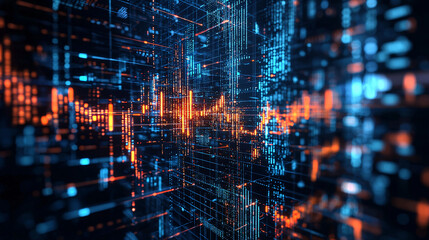Fototapeta premium financial revenue and risk are shaped through visualization connectivity and programming with software intelligence.