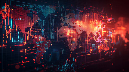 Obraz premium financial revenue and risk patterns drive visualization and connectivity through programming software and intelligence.