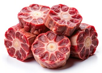Obraz premium Raw Beef Oxtail Isolated on White Background - Premium Quality Meat