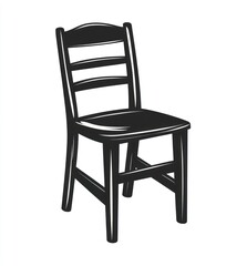 Simple black wooden chair illustration.