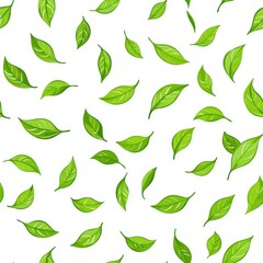 Fresh and lush green leaves creating a natural background representing growth and tranquility in a serene environment seamless pattern