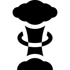 Minimalist explosion glyph icon in a monochrome vector style. This simple design symbolizes danger, impact, destruction, and energy, making it ideal for safety, military, disaster management, and UI/U