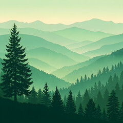 Fototapeta premium Serene Green Mountain Landscape: Nature Wallpaper