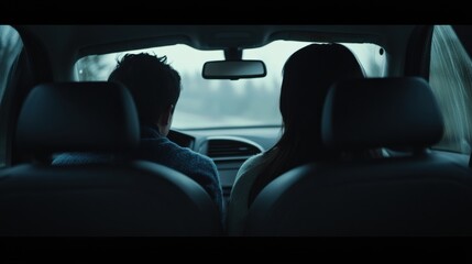 Relationship tension in a car during a quiet ride, where a couple avoids conversation. Featuring emotional strain and frustration